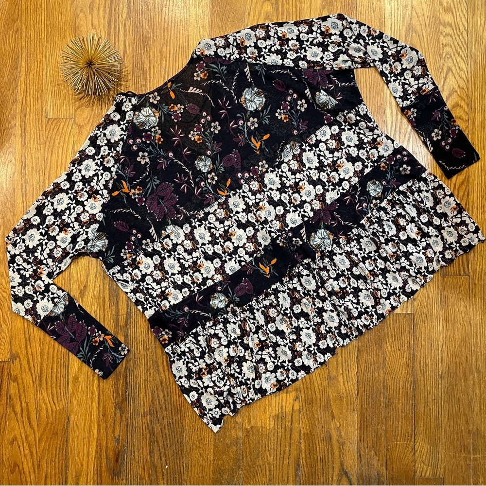 FREE PEOPLE Isabelle Floral Tunic Top Blue Size XS (oversized) - Picture 10 of 10